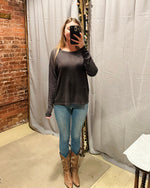 Load image into Gallery viewer, Longsleeve Thermal Binded Crew Charcoal