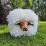 Load image into Gallery viewer, Sheep Footstool - Curly Ivory & Oak