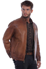 Load image into Gallery viewer, Band Collar Leather Jacket