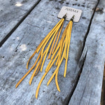 Load image into Gallery viewer, Leather Tassel Earrings - Gold, Long Boho Western Earrings