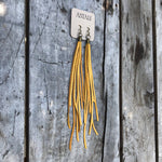 Load image into Gallery viewer, Leather Tassel Earrings - Gold, Long Boho Western Earrings