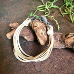 Load image into Gallery viewer, Leather 7-Strand Bracelet - Cream & Silver, Boho Western