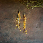 Load image into Gallery viewer, Leather Tassel Earrings - Gold, Long Boho Western Earrings