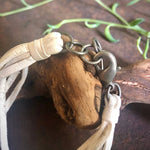 Load image into Gallery viewer, Leather 7-Strand Bracelet - White & Silver, Boho Western