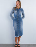 Load image into Gallery viewer, Mixed Animal Denim Dress