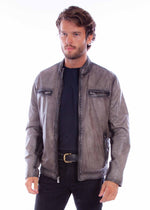 Load image into Gallery viewer, Distressed Leather Moto Jacket