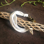 Load image into Gallery viewer, Leather 7-Strand Bracelet - White & Brass, Boho Western