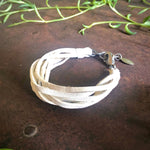 Load image into Gallery viewer, Leather 7-Strand Bracelet - White & Silver, Boho Western
