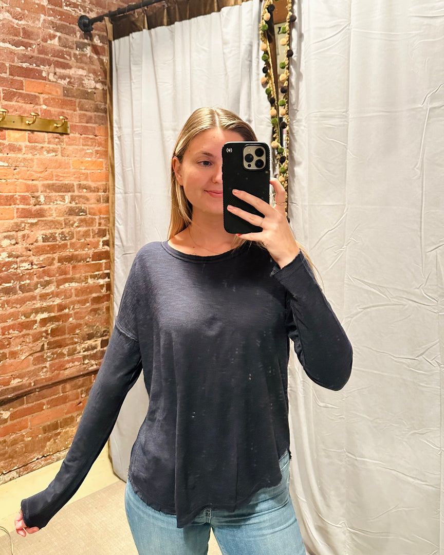 Longsleeve Drop Shoulder Crew Midnight