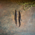 Load image into Gallery viewer, Leather Tassel Earrings - Chocolate Brown, Long Boho Western