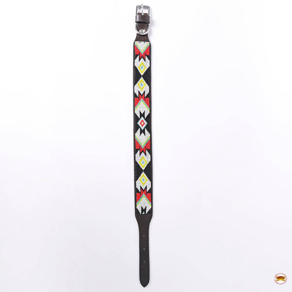 Beaded Leather Pet Collar