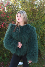 Load image into Gallery viewer, Shearling Jacket Jade Green