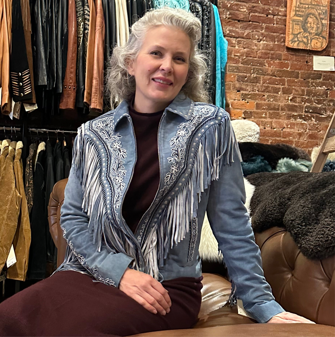 Embroidered Suede Fringe Jacket