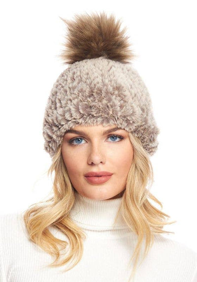 Knitted Faux Fur Hat Natural
