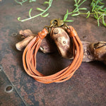 Load image into Gallery viewer, Leather 7-Strand Bracelet - Rust & Brass, Boho Western