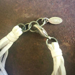 Load image into Gallery viewer, Leather 7-Strand Bracelet - White & Silver, Boho Western