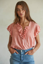 Load image into Gallery viewer, Ruffled Cotton Blouse
