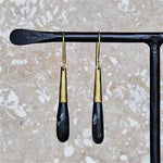 Load image into Gallery viewer, Dark Horn and Brass Teardrop Earring