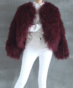 Load image into Gallery viewer, Shearling Jacket Dark Cherry