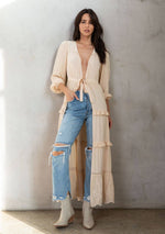 Load image into Gallery viewer, Boho Embroidered Ruffled Duster