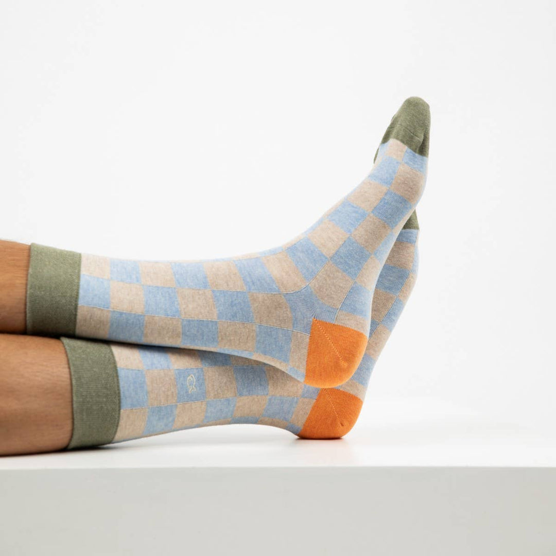 Checkered Combed Cotton Socks