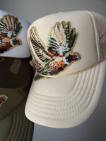 Load image into Gallery viewer, Fly Girl Sequin Pheasant Trucker Hat