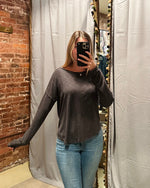 Load image into Gallery viewer, Longsleeve Drop Shoulder Crew Charcoal