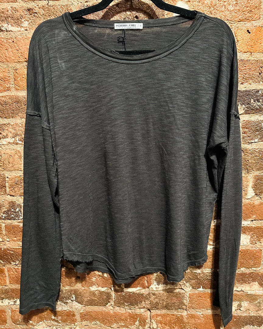 Longsleeve Drop Shoulder Crew Charcoal