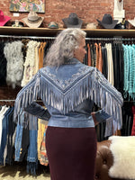 Load image into Gallery viewer, Embroidered Suede Fringe Jacket