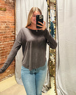 Load image into Gallery viewer, Longsleeve Drop Shoulder Crew Charcoal