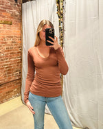 Load image into Gallery viewer, Flagship Longsleeve V-Neck Rust