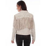 Load image into Gallery viewer, Embroidered Denim Jacket with Fringe