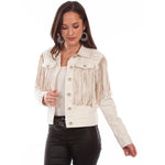 Load image into Gallery viewer, Embroidered Denim Jacket with Fringe