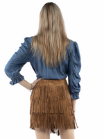 Load image into Gallery viewer, Suede Fringe Skirt