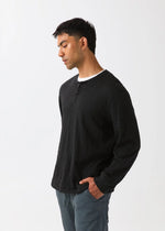 Load image into Gallery viewer, Midweight Slub Jersey Long Sleeve Henley