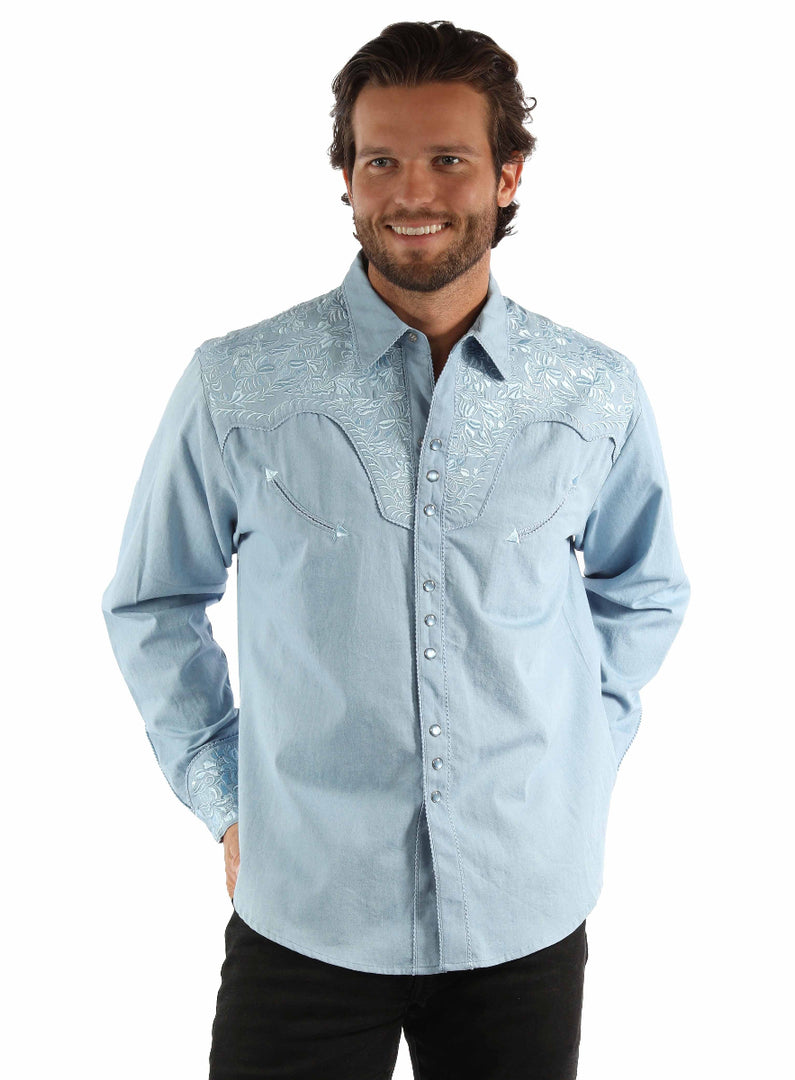 Men's Tooled Embroidery Western Shirt