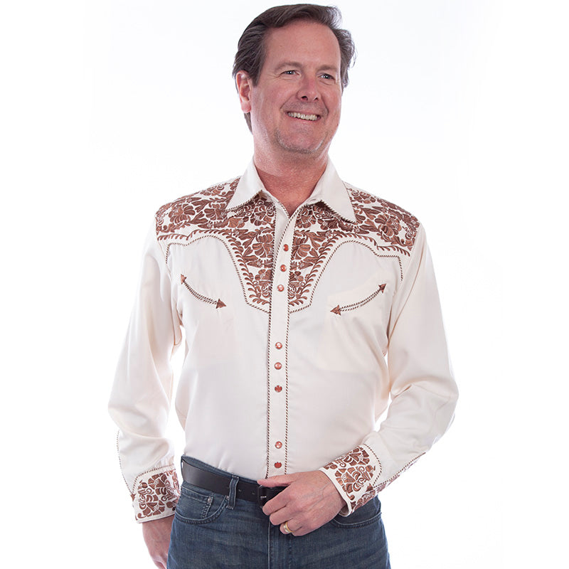 Men's Tooled Embroidery Western Shirt