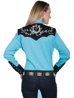 Load image into Gallery viewer, Horseshoe and Rose Embroidered Western Shirt
