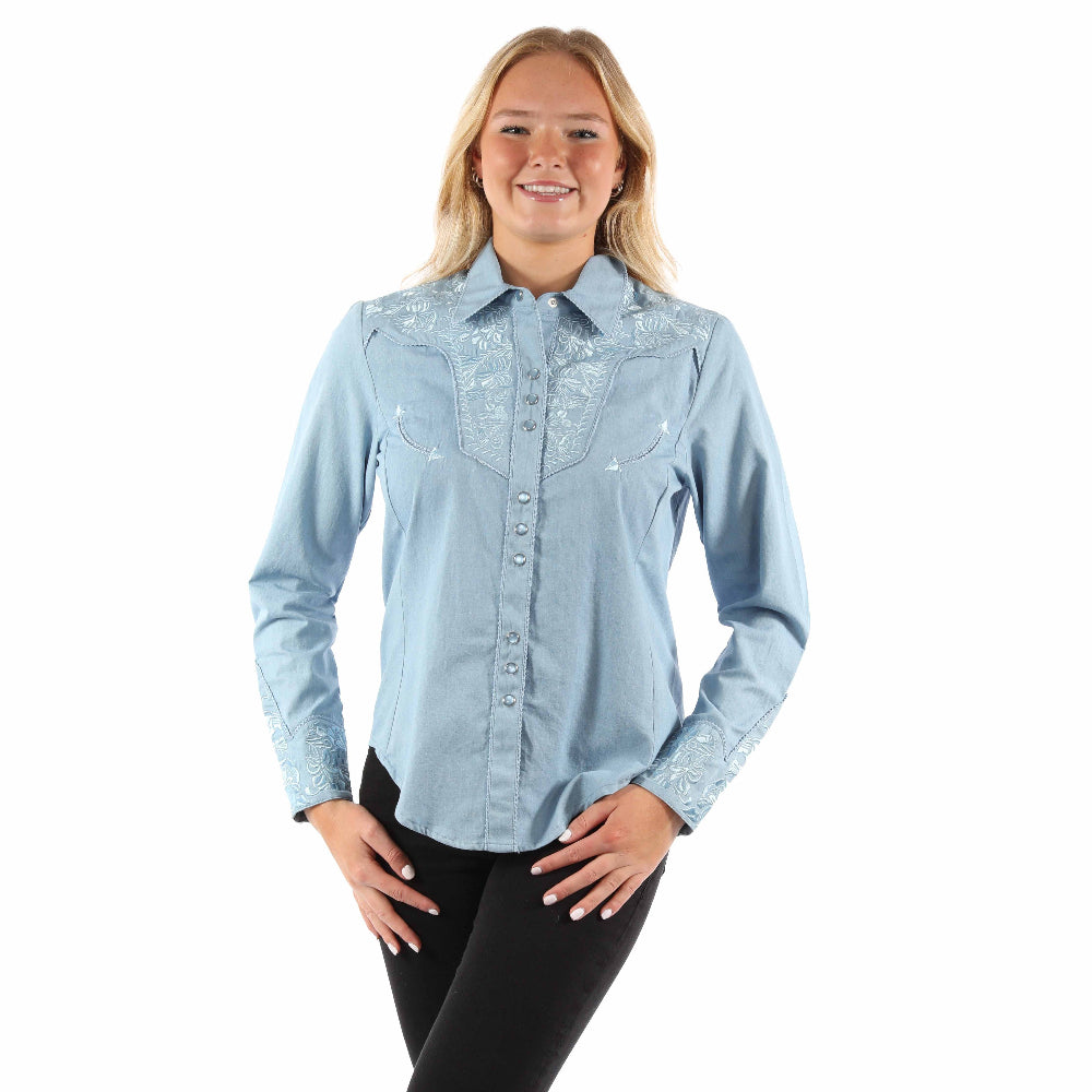 Women's Floral Tooled Embroidered Western Shirt