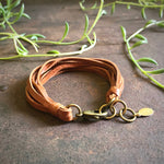 Load image into Gallery viewer, Leather 7-Strand Bracelet - Rust & Brass, Boho Western