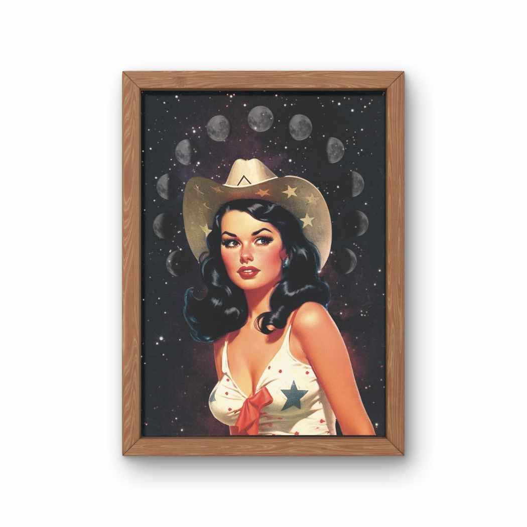 Retro Space Cowgirl Wall Art Print โ Fur Traders