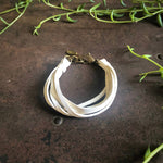 Load image into Gallery viewer, Leather 7-Strand Bracelet - White & Brass, Boho Western