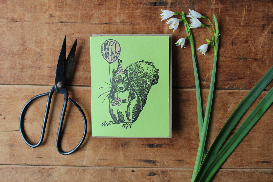 Birthday Squirrel Balloon Card