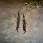 Load image into Gallery viewer, Leather Tassel Earrings - Charcoal & Black, Boho Western
