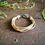 Load image into Gallery viewer, Leather 7-Strand Bracelet - Cream & Silver, Boho Western
