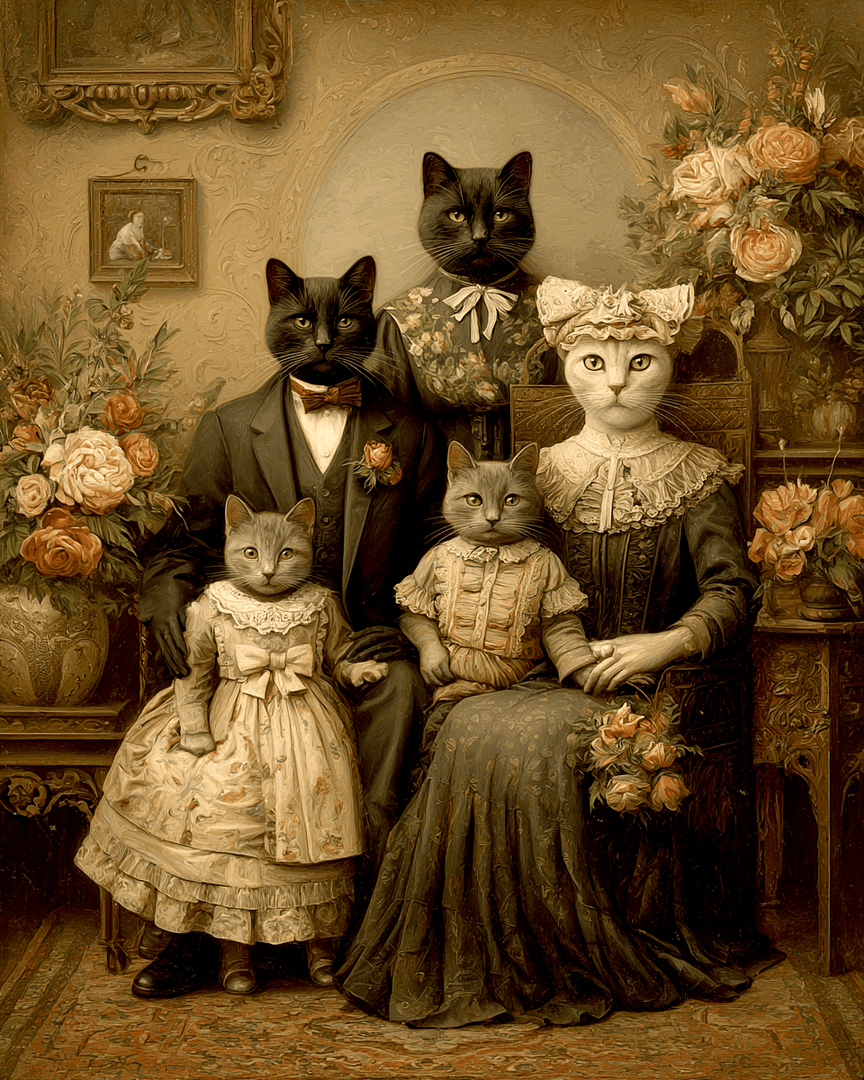 Vintage Cat Family