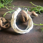 Load image into Gallery viewer, Leather 7-Strand Bracelet - White & Silver, Boho Western