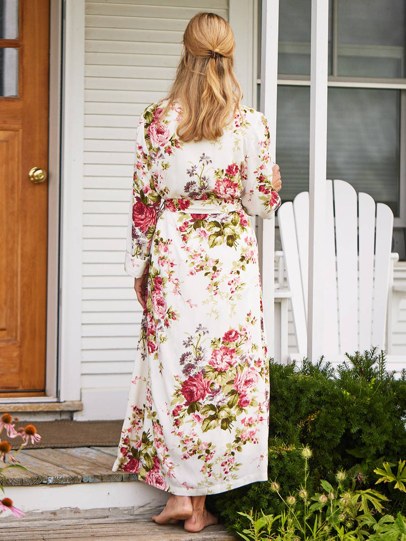 Cottage Rose Dressing Gown Ivory