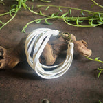 Load image into Gallery viewer, Leather 7-Strand Bracelet - White & Brass, Boho Western
