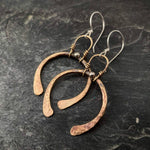 Load image into Gallery viewer, Forged Brass Horseshoe Earrings